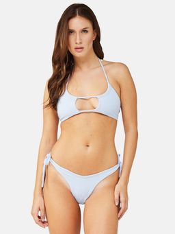 Secrets By ZeroKaata - Women Stretchable Ribbed Halter Swim Bikini Set