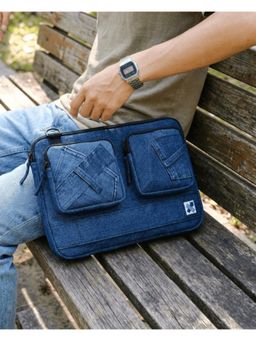 NO MORE - Pocket Shift Denim Blue Laptop Sleeve