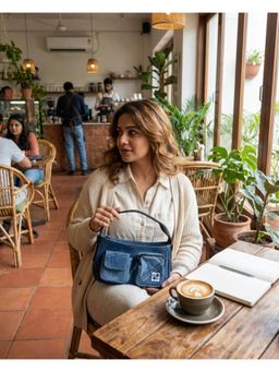 NO MORE - Pocket Shift Dual Denim Blue Handle Bag