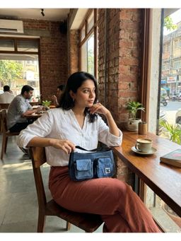 NO MORE - Pocket Shift Dual Denim Blue Handle Bag