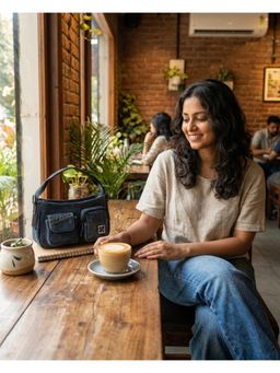 NO MORE - Pocket Shift Dual Denim Blue Handle Bag