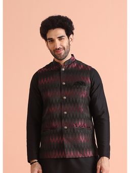 KISAH - Black Woven Nehru Jacket
