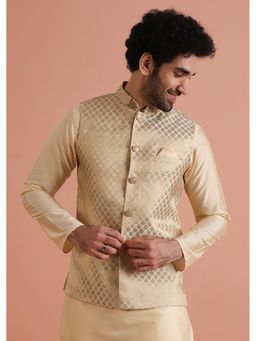 KISAH - Cream Woven Nehru Jacket