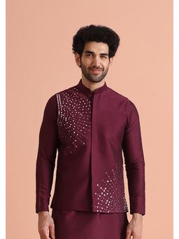 KISAH - Wine Embellished Nehru Jacket