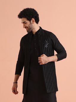 KISAH - Black Stripes Nehru Jacket