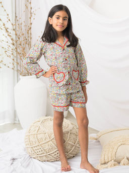 Fairies Forever - Multi Color Floral Cotton Shirt and Shorts