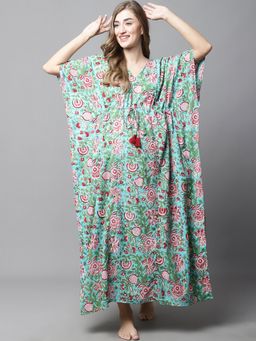 Secret Wish - Green Floral Maternity Kaftan