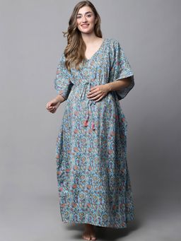 Secret Wish - Blue Floral Maternity Kaftan