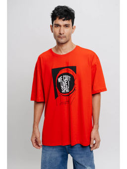 FREAKINS - Red Space Men's Oversized T-Shirt