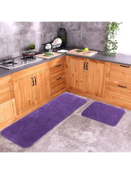 Saral Home - Microfiber Anti Slip Multi Purpose Runner & Mat Set--Purple-40X100 Cm & 40X50 Cm