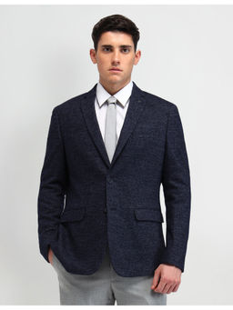 Arrow - Textured Navy Blue Full Sleeves Formal Blazer