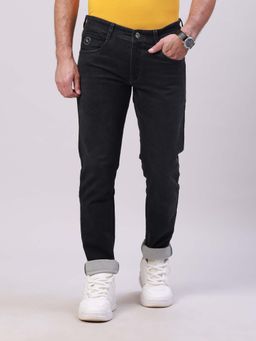 Classic Polo - Men's Black Solid Cotton Slim Fit Jeans