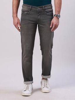 Classic Polo - Men's Dark Grey Solid Cotton Ankle Fit Jeans