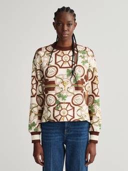 GANT - Women Printed Brown Sweat Crew