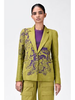 Genes Lecoanet Hemant - Green Linen Printed Jacket
