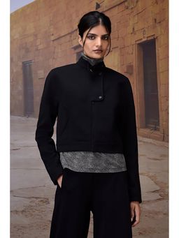 Genes Lecoanet Hemant - Black Lycra Solid/Plain Cropped Jacket