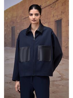 Genes Lecoanet Hemant - Navy Poly Viscose Bomber Jacket