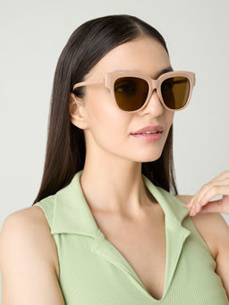 Twenty Dresses by Nykaa Fashion - Beige Oversized Square Sunglasses
