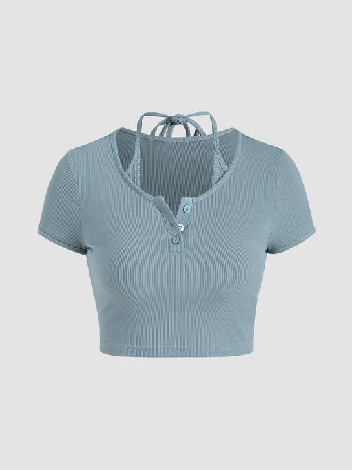 Cider Solid Button Up Tee