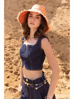 ZABELLA - Tira Denim Blue Crop Top