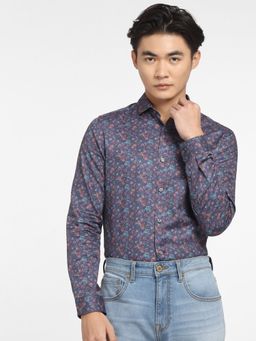 Jack & Jones - Blue Floral Print Full Sleeves Shirt