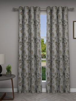 GM - Floral Door Grommet Curtains room Darkening Curtains - 52 x 84 Inch (Set of 2) Grey