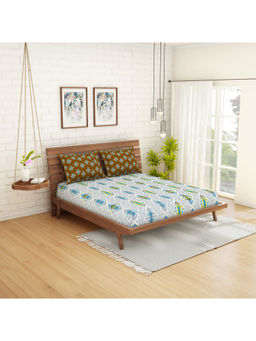 CORE Designed by SPACES - Brown Abstract 104 Tc 1 Queen Bedsheet With 2 Pillow Cover