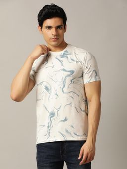 JadeBlue - T-Shirt Cotton Stretch Printed Design In White
