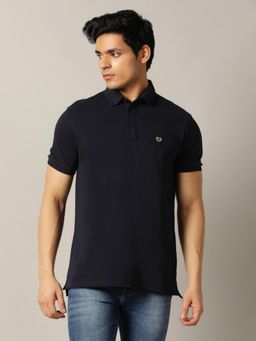 JadeBlue - Polo T-Shirt Pure Cotton Solid Design In Navy Blue