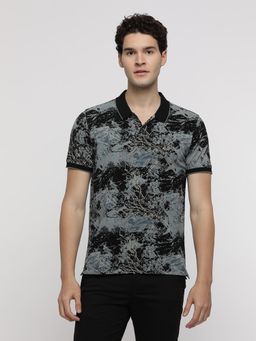 Crocodile - Multicolor Abstract Grunge Print Polo T-Shirt