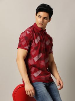 JadeBlue - Red Cotton Stretch Polo T-Shirt