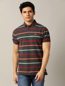 JadeBlue - Dark Grey Polo T-Shirt In Cotton Blend