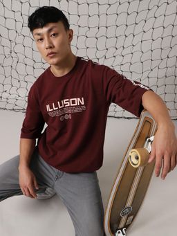 Hubberholme - Men Cotton Printed Oversized Fit Crew Neck Half Sleeve T-Shirt