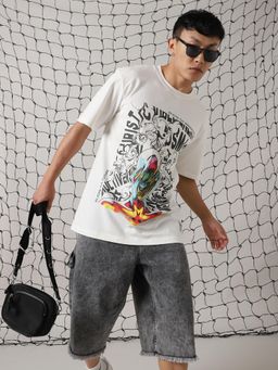 Hubberholme - Men Cotton Printed Relaxed Fit Crew Neck Half Sleeves T-Shirt