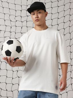 Hubberholme - Men Cotton Solid Oversized Fit Crew Neck Half Sleeves T-Shirt