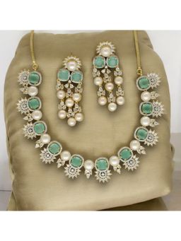 Sri Jagdamba Pearls - Green Regal Glory Pearl Jewellery Set