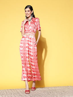 ANVI Be Yourself - Women Red Printed Straight Fit Palazzo