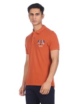 U.S. POLO ASSN. - Men Rust Cotton Solid Polo T-shirt