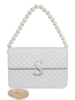 ESBEDA - White Personalized Alphabet S Turtle Quilted Handbag for Women