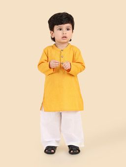 Fabindia - Yellow Embroidered Kurta and Pyjama