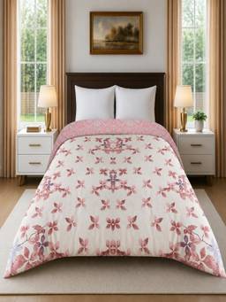 Threadwear - Pink Floral 300 Gsm Cotton Double Bed Size Comforter From Threads