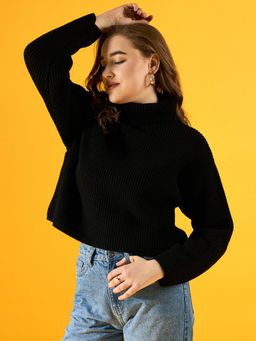 98 Degree North - Women's Black High Neck Sweater