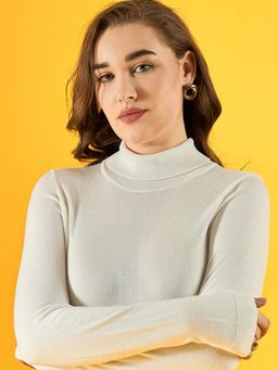 98 Degree North - Women's White High Neck Sweater