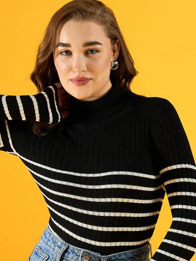 Women's Black High Neck Sweater