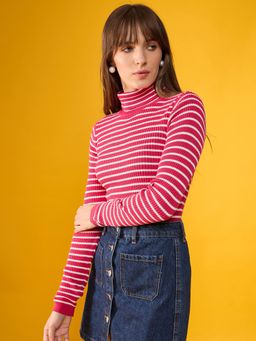 98 Degree North - Women's Pink High Neck Sweater