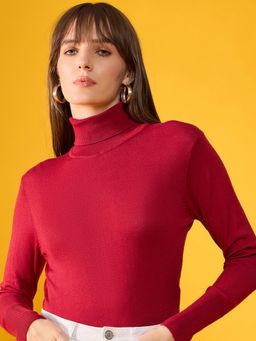 98 Degree North - Women's Maroon High Neck Sweater