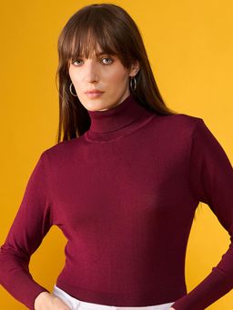 98 Degree North - Women's Wine High Neck Sweater