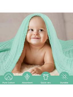 Teri Beri - 6 Layer Muslin Cotton Baby Bath Towel - Green