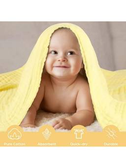 Teri Beri - 6 Layer Muslin Cotton Baby Bath Towel - Yellow