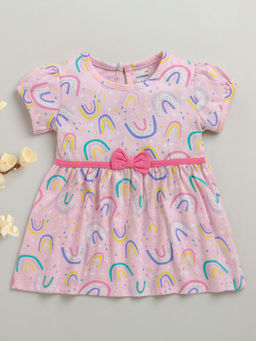 Bumzee - Pink Printed Comfortable Fit Dress